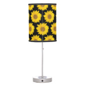 Yellow Sunflowers on Black Floral Table Lamp (Back)