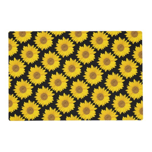 Yellow Sunflowers on Black Placemat