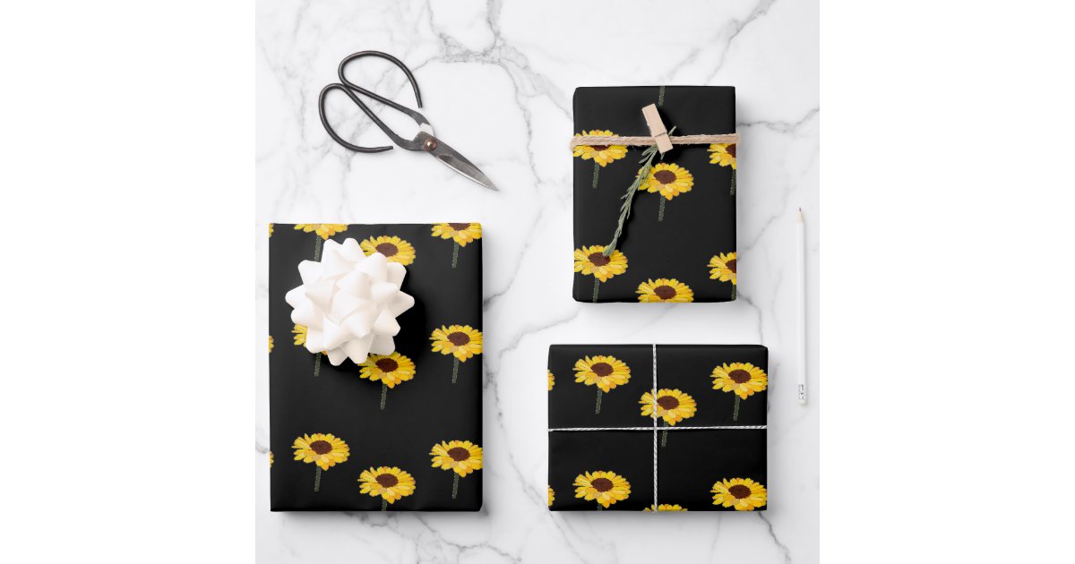 Yellow and white flower wrapping paper sheets
