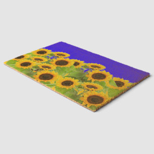 Yellow Sunflowers on Blue Sky Fiber Doormat