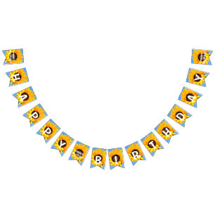 Yellow Sunflowers on Blue Sky - Happy Birthday Bunting Flags