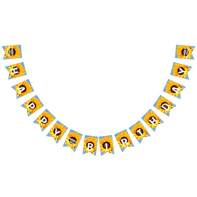 Yellow Sunflowers on Blue Sky - Happy Birthday Bunting Flags (All)