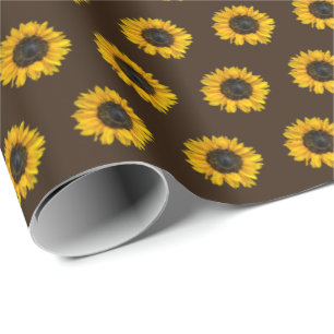 yellow sunflowers on brown wrapping paper