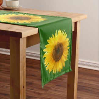 Yellow Sunflowers on Forest Green Medium Table Run