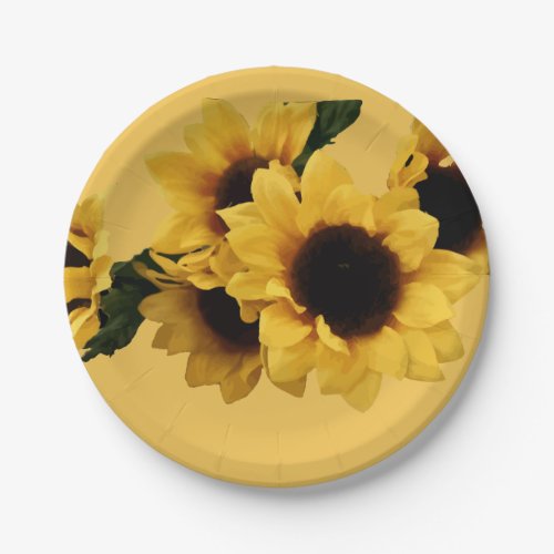 Yellow Sunflowers Paper Plate