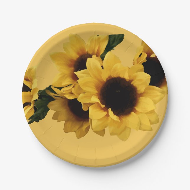 Yellow Sunflowers Paper Plate (Front)