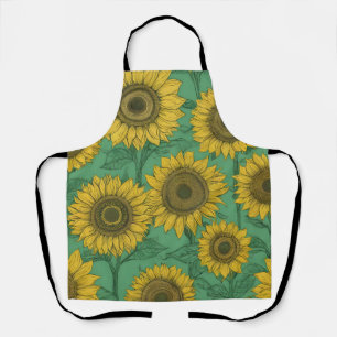 Yellow sunflowers pattern apron