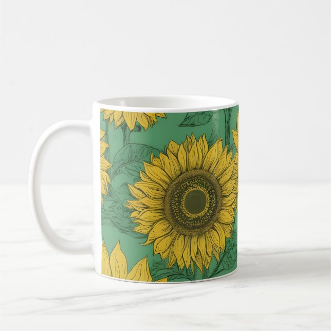 Yellow sunflowers pattern coffee mug (Left)