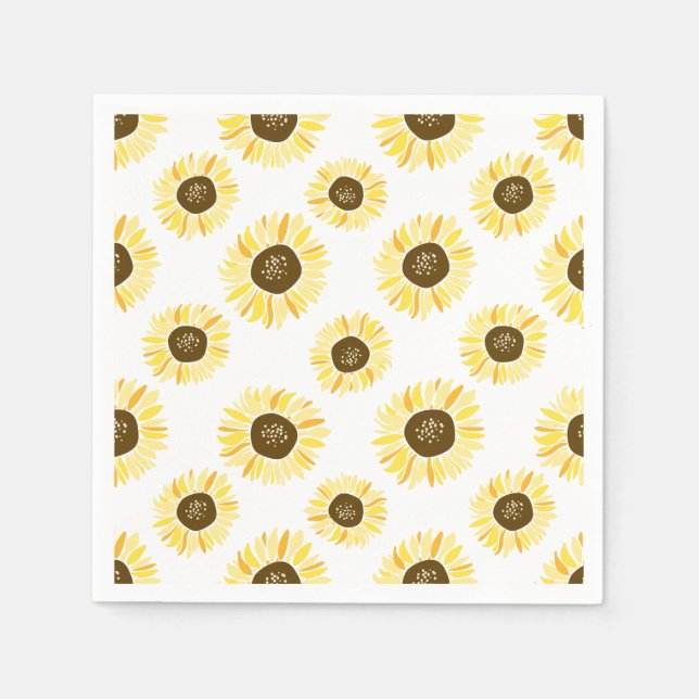 Yellow Sunflowers Pattern Floral Napkins (Front)