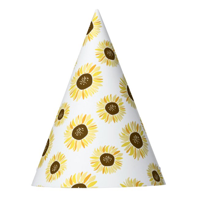 Yellow Sunflowers Pattern Floral Party Hat (Front)