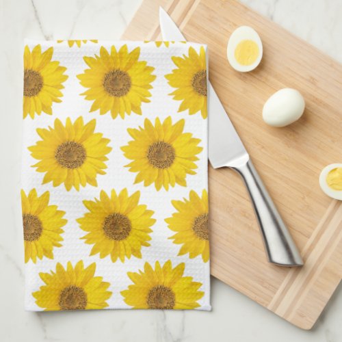 Yellow Sunflowers Pattern Kitchen Towel