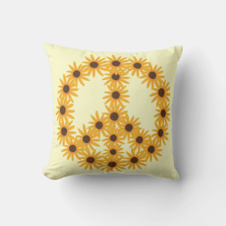 Yellow Sunflowers Peace Sign Custom Pillows
