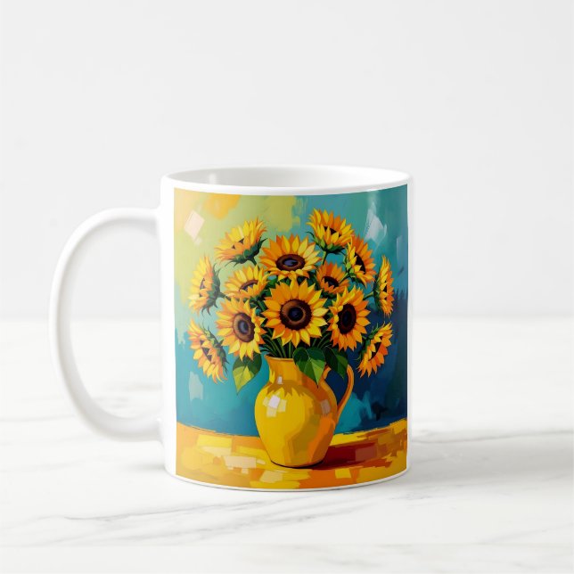 Yellow Sunflowers Personalized Coffee Mug (Left)