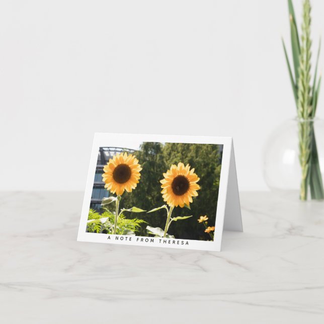 Yellow Sunflowers Personalized Note Card (Front)