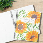 Yellow Sunflowers Personalized  Planner<br><div class="desc">Sunflowers bring joy! 
So enjoy planning your year with this bright sunny yellow sunflower pattern planner.
The yellow watercolor sunflowers and green leaves are on a white background 
and you can customize this planner with your name and the year.
Original Watercolor © Michele Davies.</div>