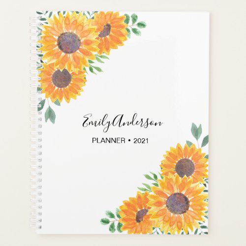 Yellow Sunflowers Personalized  Planner