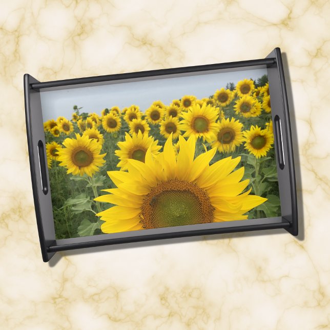 Yellow Sunflowers Photograph Rustic Country  Serving Tray (Creator Uploaded)