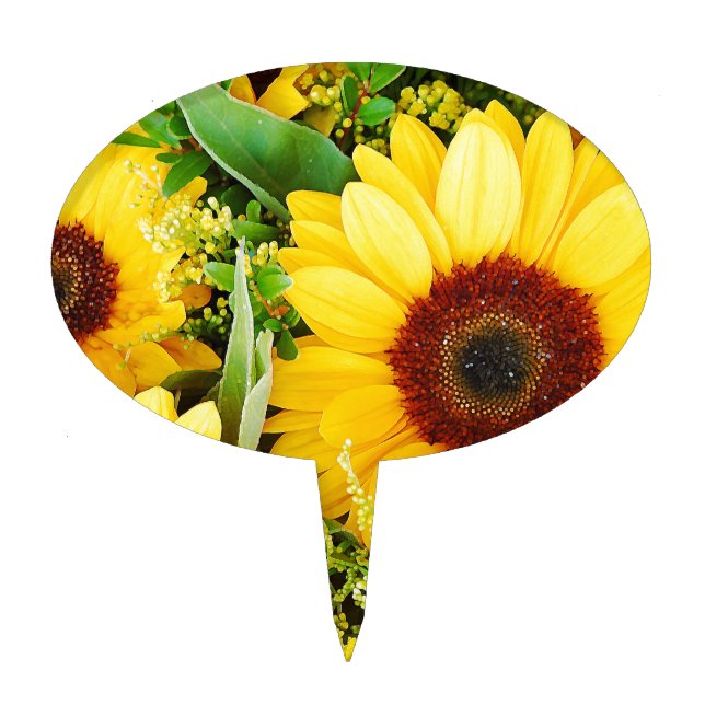 Yellow sunflowers print cake topper (Front)