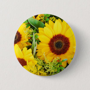Yellow sunflowers print pinback button