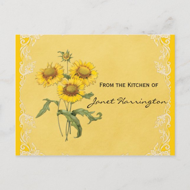 Yellow Sunflowers Recipe Cards (Front)