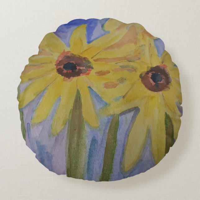 Yellow Sunflowers Round Cushion (Front)