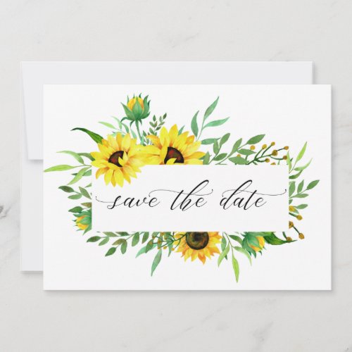 Yellow Sunflowers Rustic Wedding Save The Date