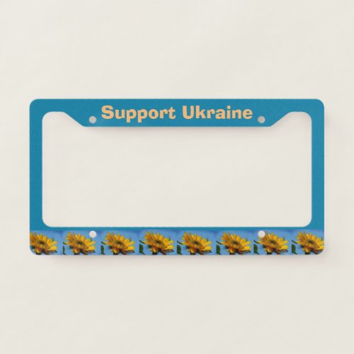 Yellow Sunflowers Support Ukraine  License Plate Frame