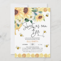 Yellow Sunflowers Sweet As Can Bee Baby Shower Invitation
