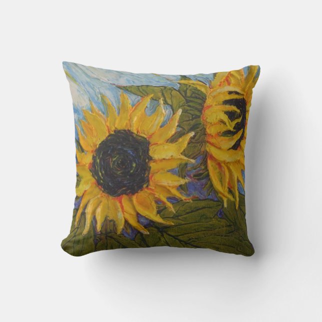 Yellow Sunflowers Throw Pillow (Front)