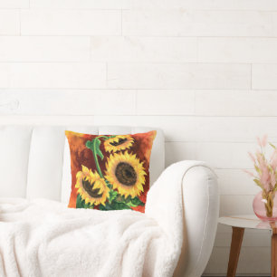Yellow Sunflowers Throw Pillow