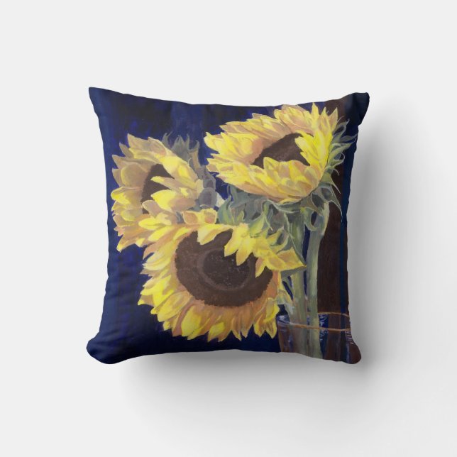 Yellow Sunflowers Throw Pillow (Front)