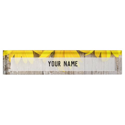 Yellow Sunflowers Top Border Desk Name Plate