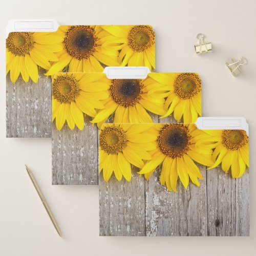 Yellow Sunflowers Top Border File Folder