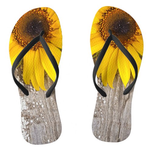 Yellow Sunflowers Top Border Flip Flops