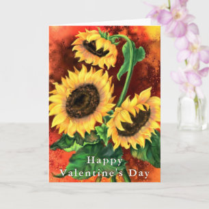 Yellow Sunflowers Valentine's Day Card
