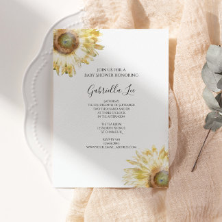 Yellow Sunflowers Watercolor Baby Shower Invitation