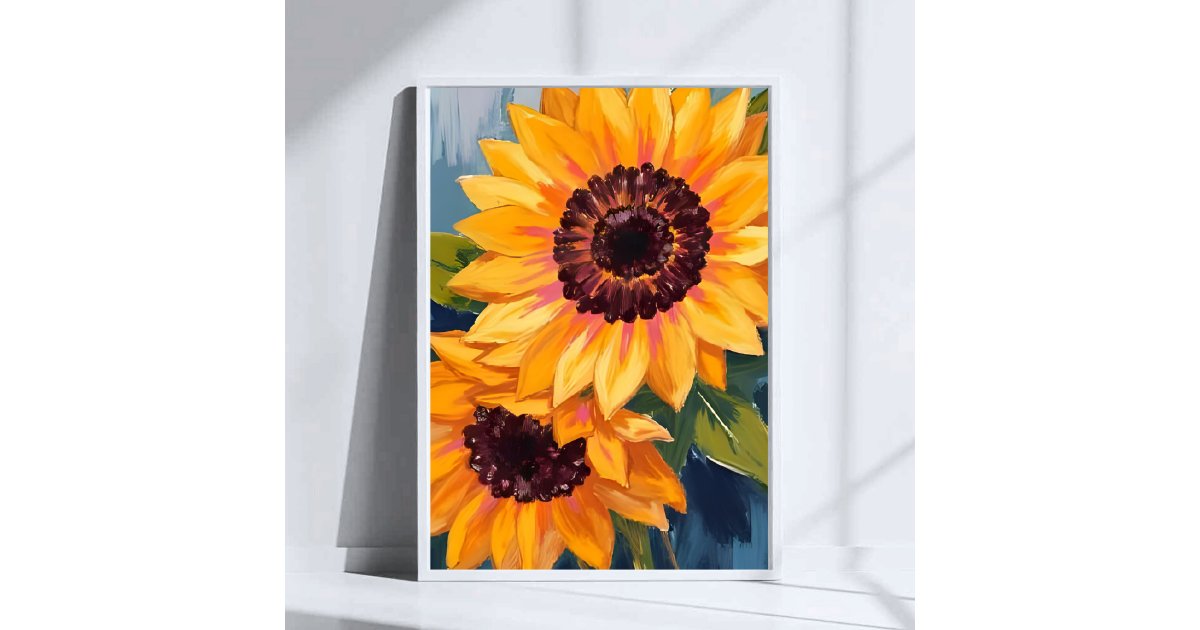 Yellow Sunflowers | Watercolor Floral Painting Poster | Zazzle