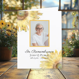 Yellow Sunflowers Watercolor Funeral Sympathy Letterpress Thank You Card