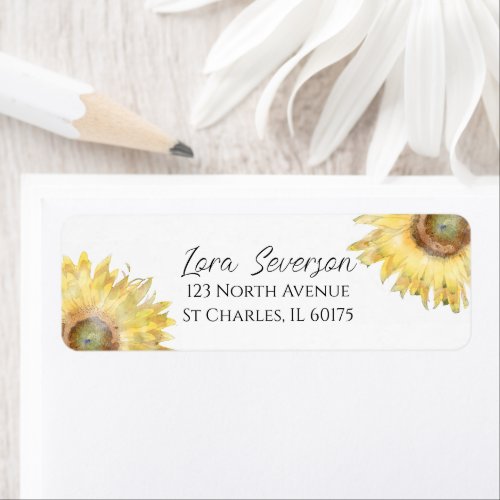 Yellow Sunflowers Watercolor  Label