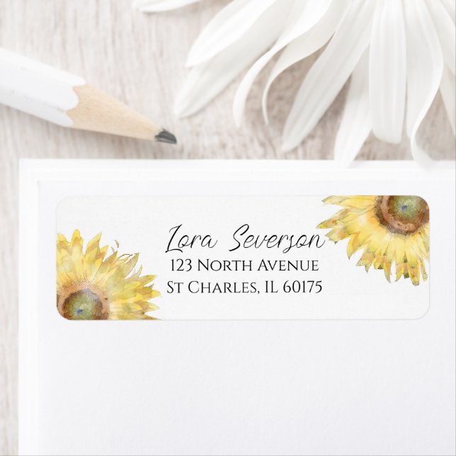 Yellow Sunflowers Watercolor  Label (Insitu)