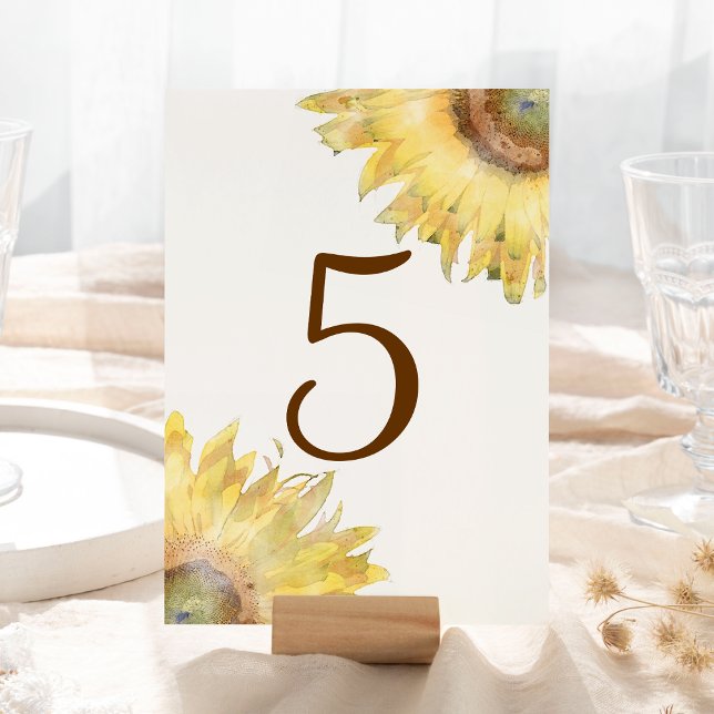 Yellow Sunflowers Watercolor Table Numbers (Creator Uploaded)