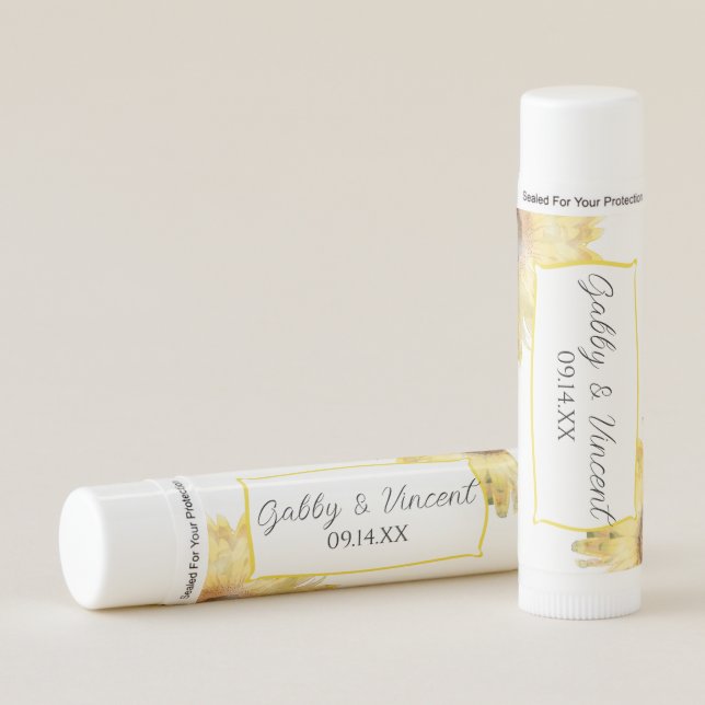 Yellow Sunflowers Watercolor Wedding Favor Lip Balm (Front)