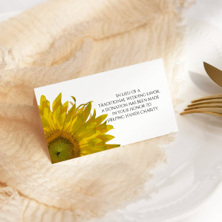 Yellow Sunflowers Wedding Charity Favors Place Card