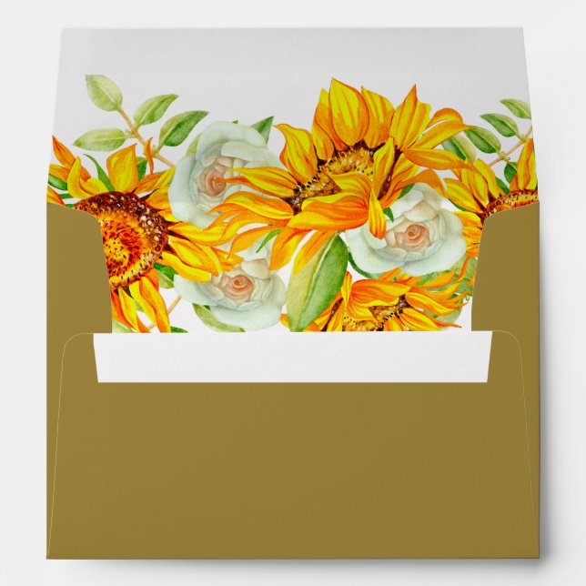 Yellow Sunflowers Wedding  Envelope (Back (Bottom))