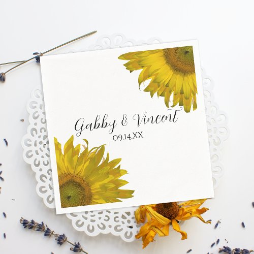 Yellow Sunflowers Wedding Napkins