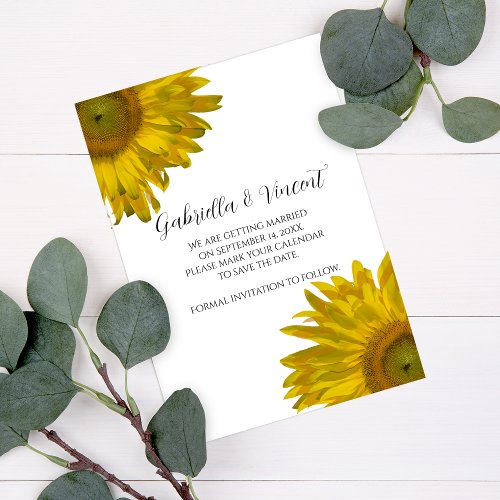 Yellow Sunflowers Wedding Save the Date