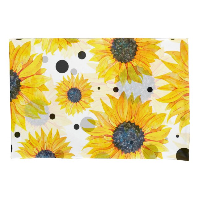 Yellow Sunflowers White Background Pattern Pillow Case (Front)