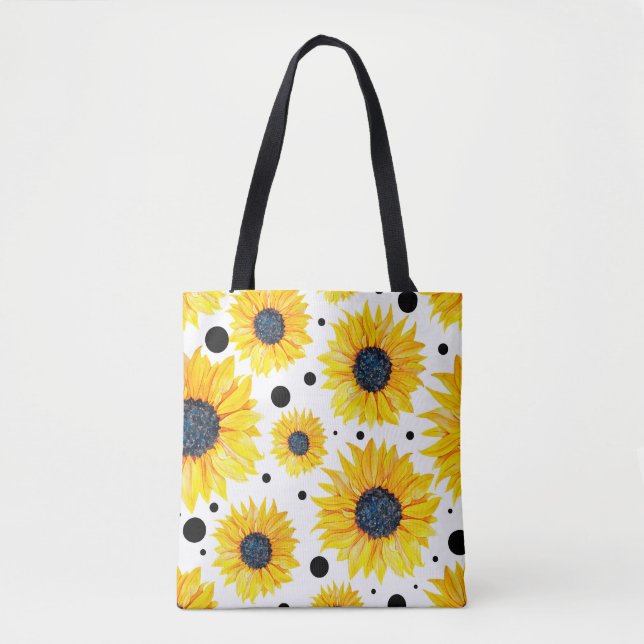 Yellow Sunflowers White Background Pattern Tote Bag (Front)