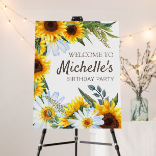 Yellow Sunflowers White Daisies Birthday Welcome  Foam Board