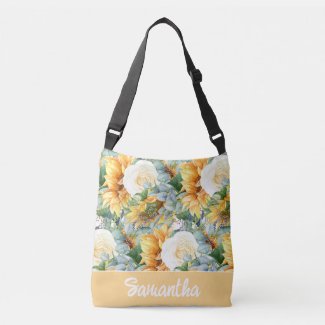 Yellow Sunflowers White Floral Eucalyptus Leaves